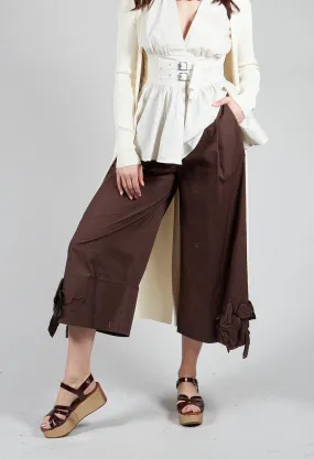 Frill Hemmed Trousers in Chocolate