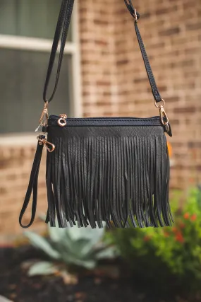 Fringe Crossbody in Black