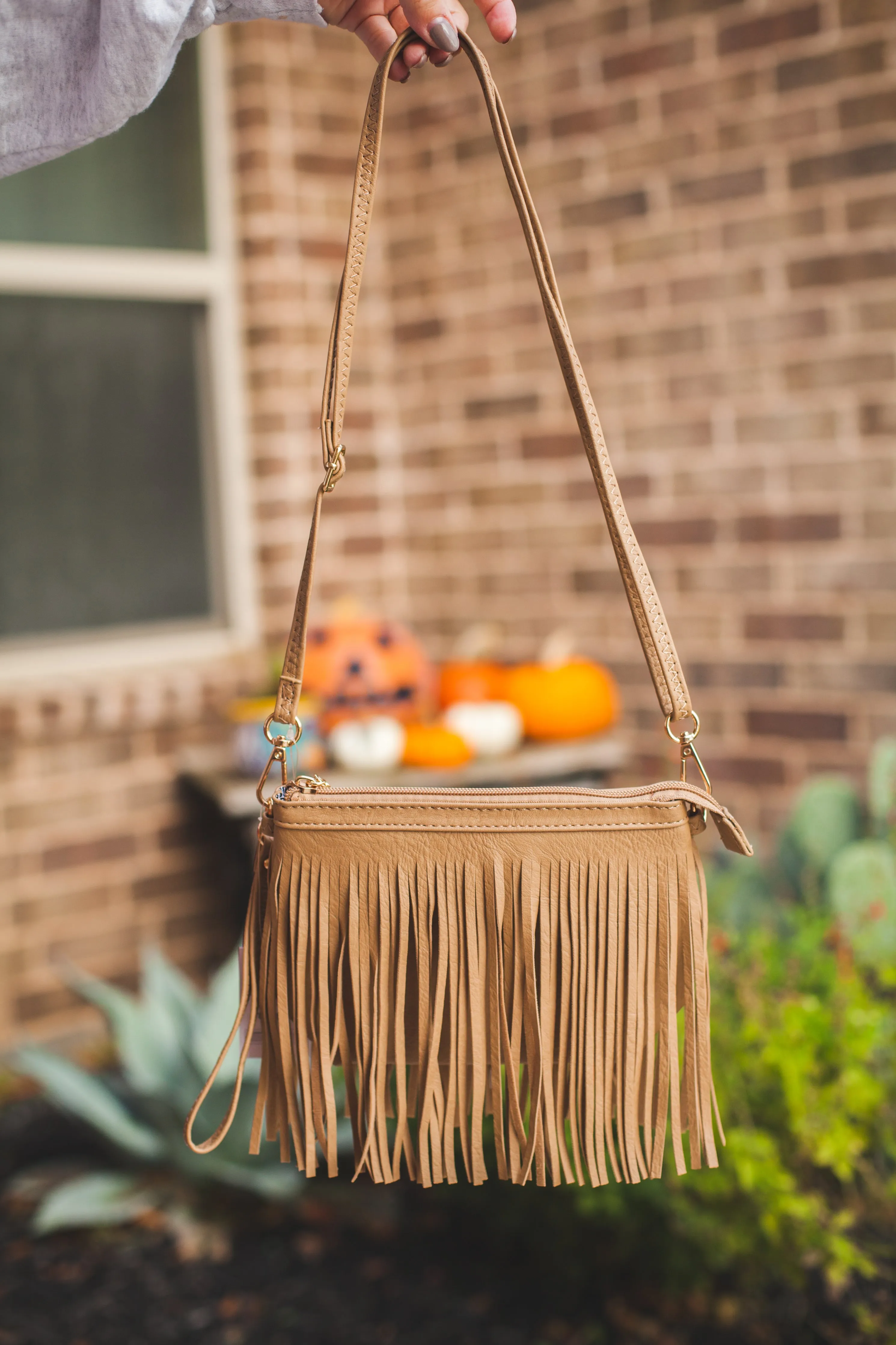 Fringe Crossbody in Tan