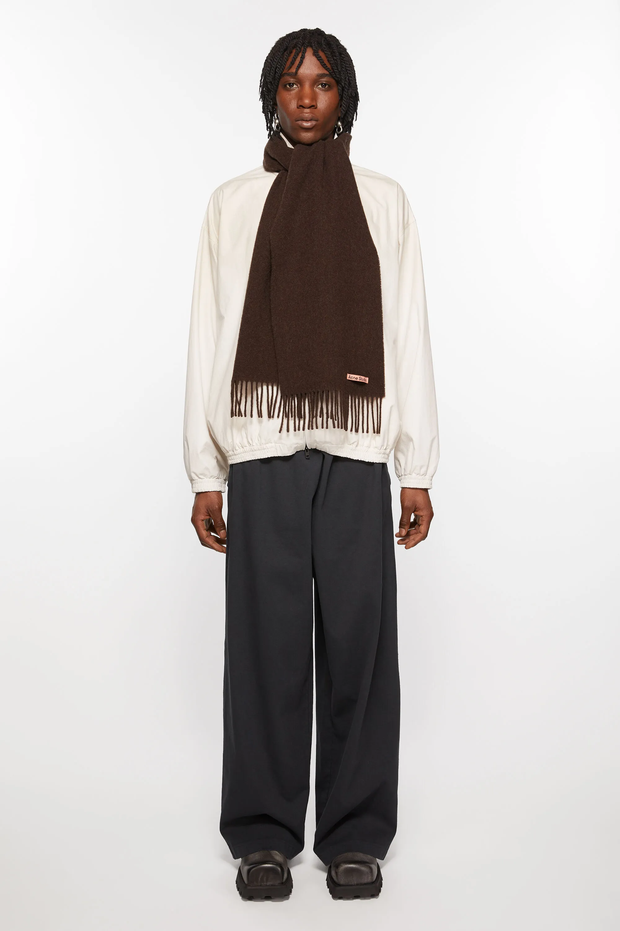 Fringe wool scarf - skinny