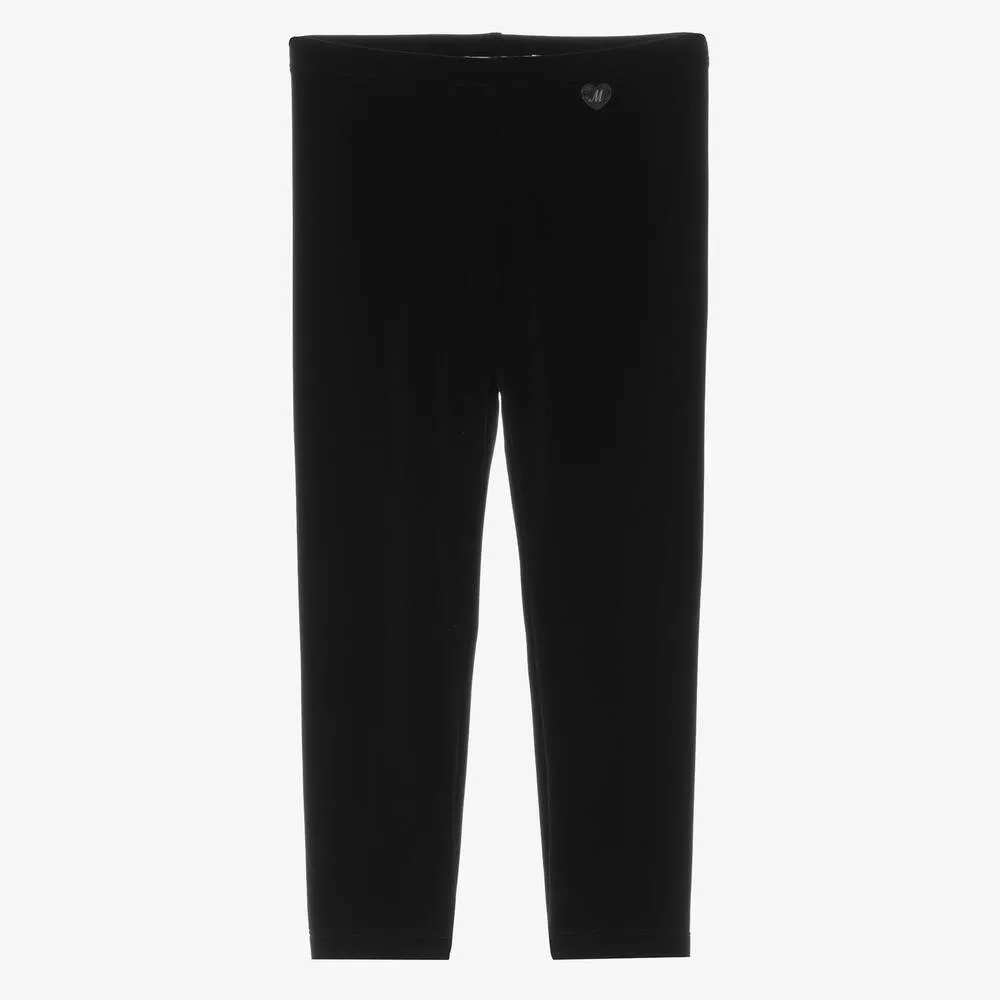 Girls Black Velour Leggings