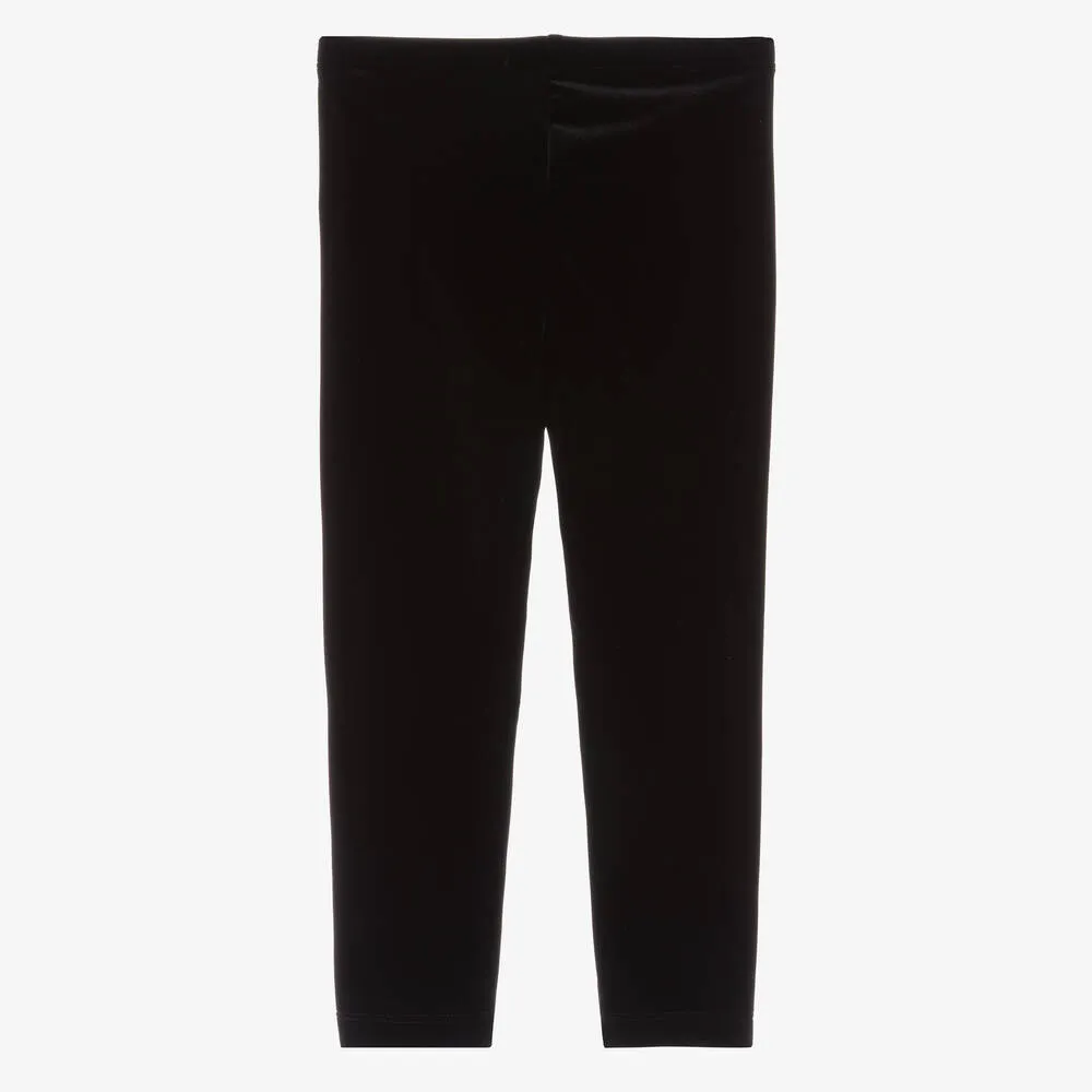 Girls Black Velour Leggings