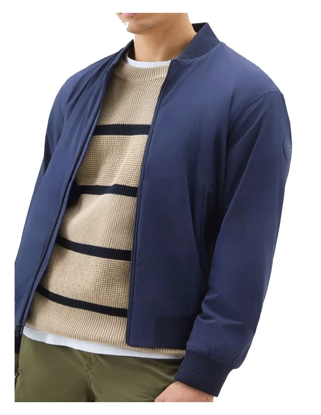 Giubbino Woolrich uomo bomber cfwoou893 stretch blu