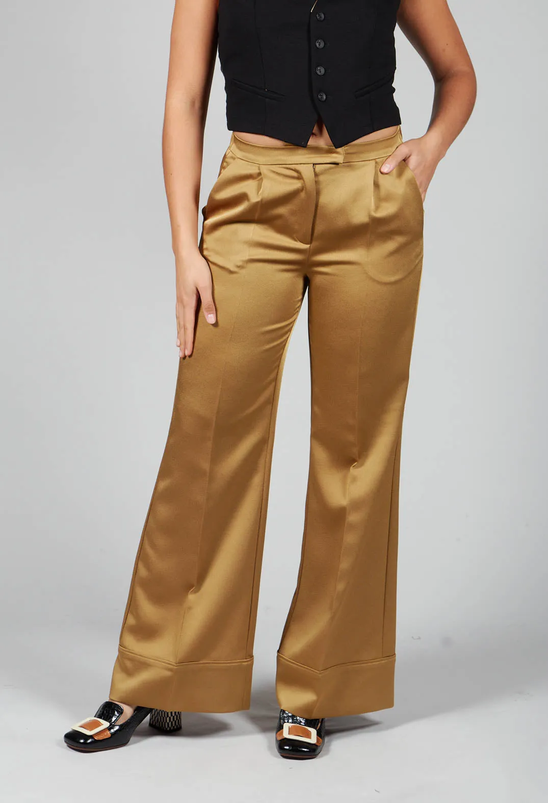 Gloss Satin Trousers in Tobacco