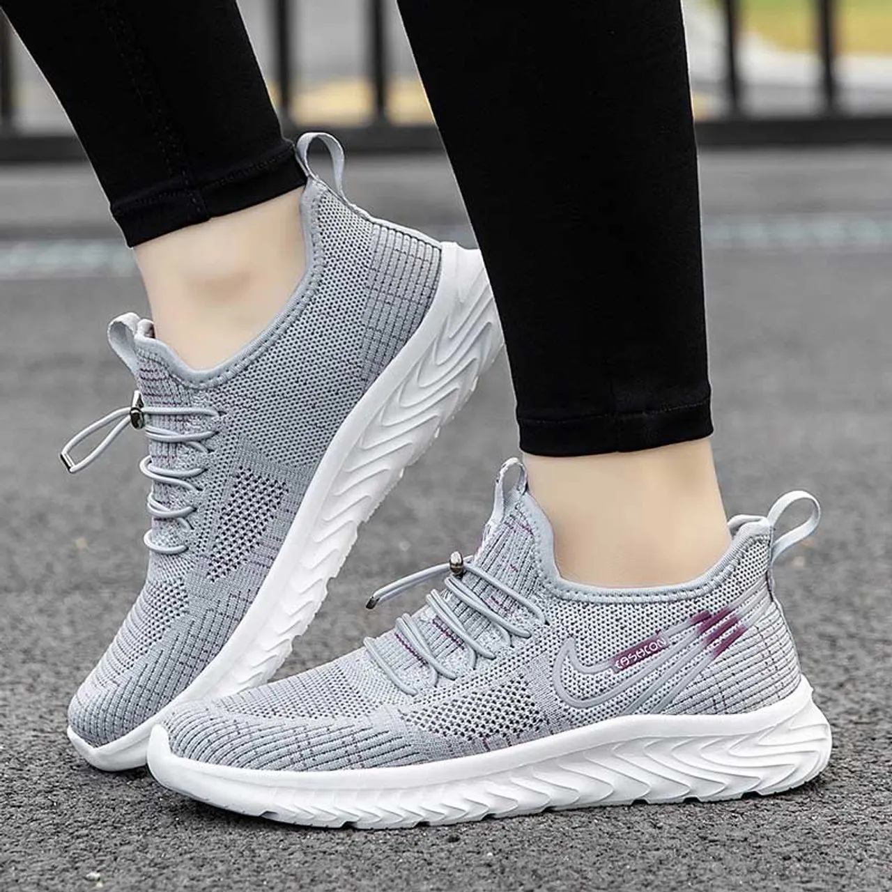 Grey flyknit stripe pattern texture shoe sneaker