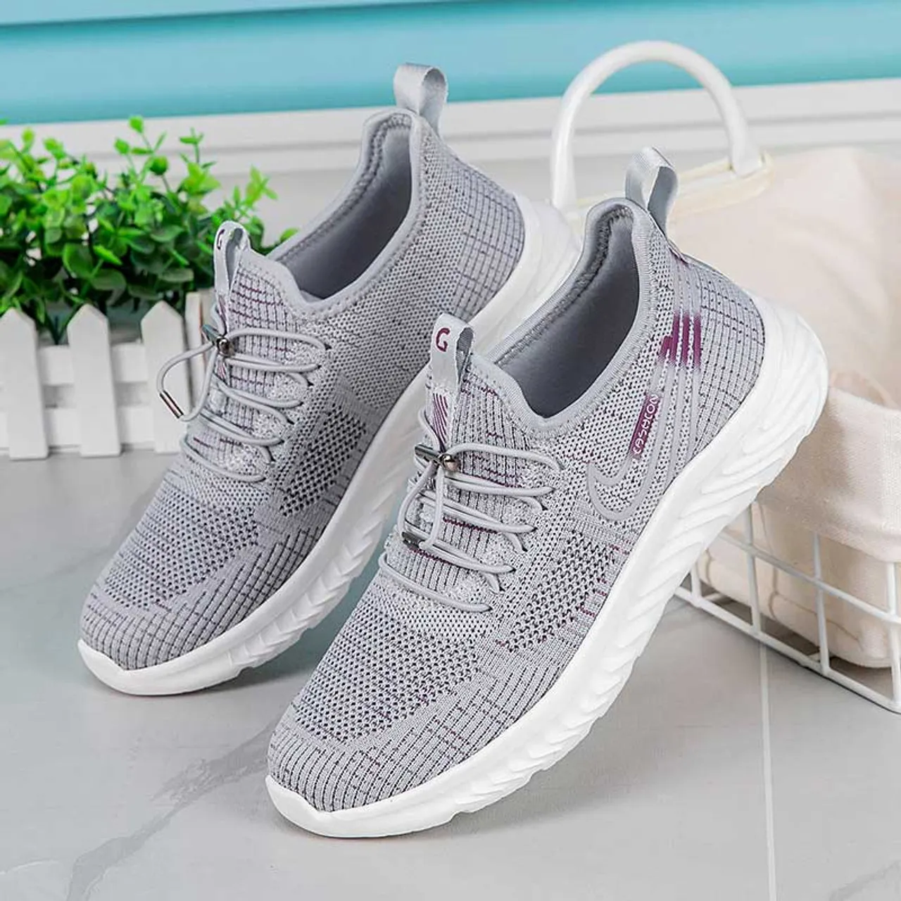 Grey flyknit stripe pattern texture shoe sneaker