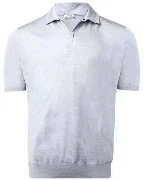 Grey Silk Zip Short Sleeve Polo