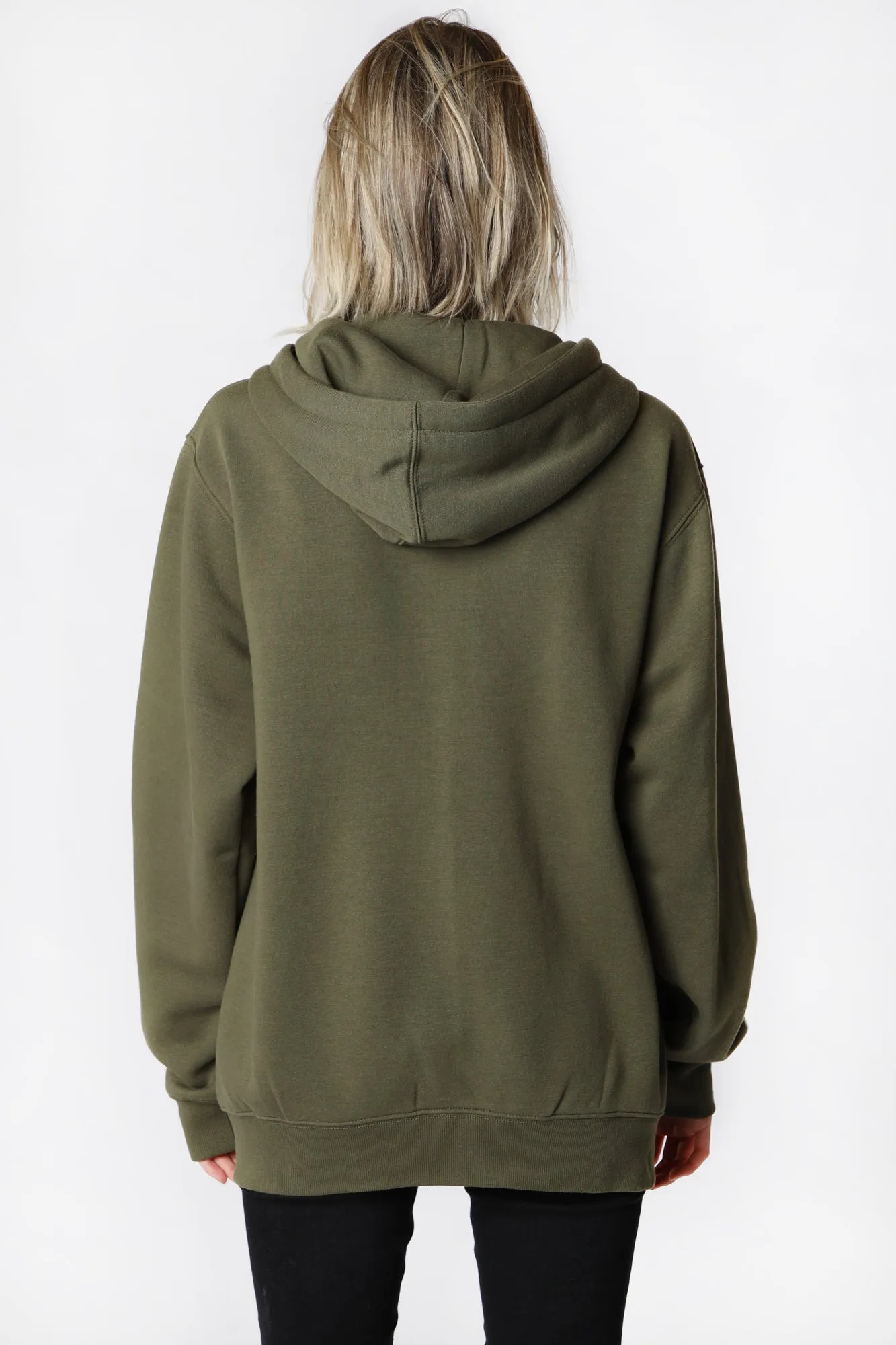 Haut à Capuchon Zippé Vert Olive Enygma Femme