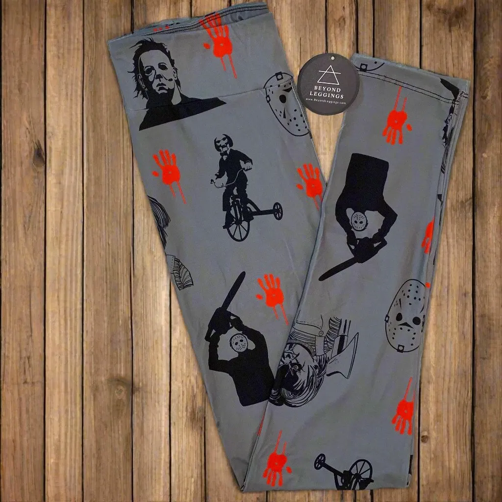 Horror Movie Print Gray Leggings