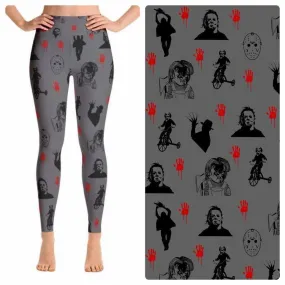 Horror Movie Print Gray Leggings