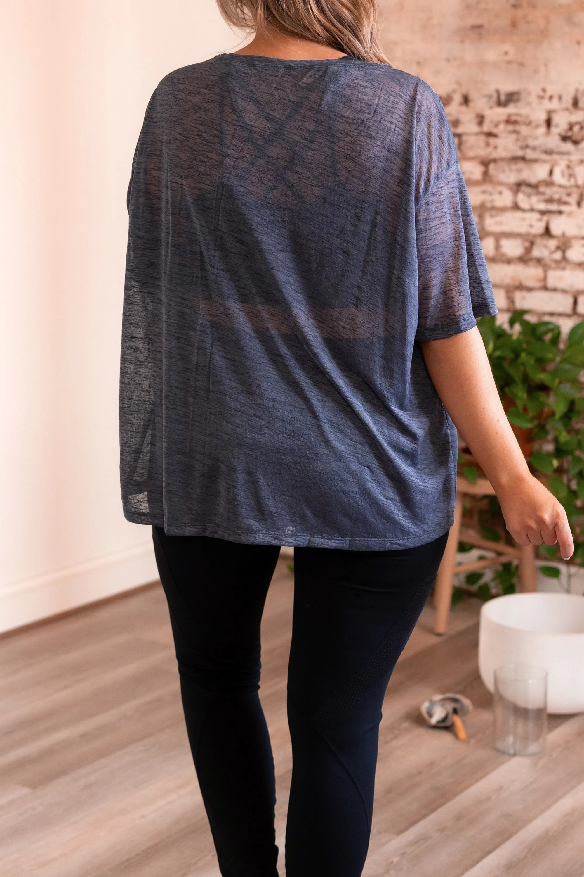 I Want This Active Top, Blue-Grey