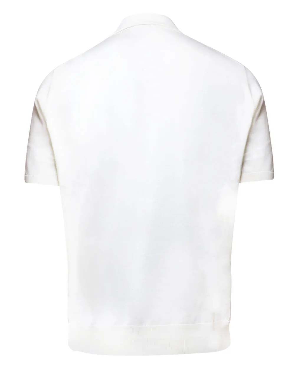 Ivory Silk Zip Short Sleeve Polo