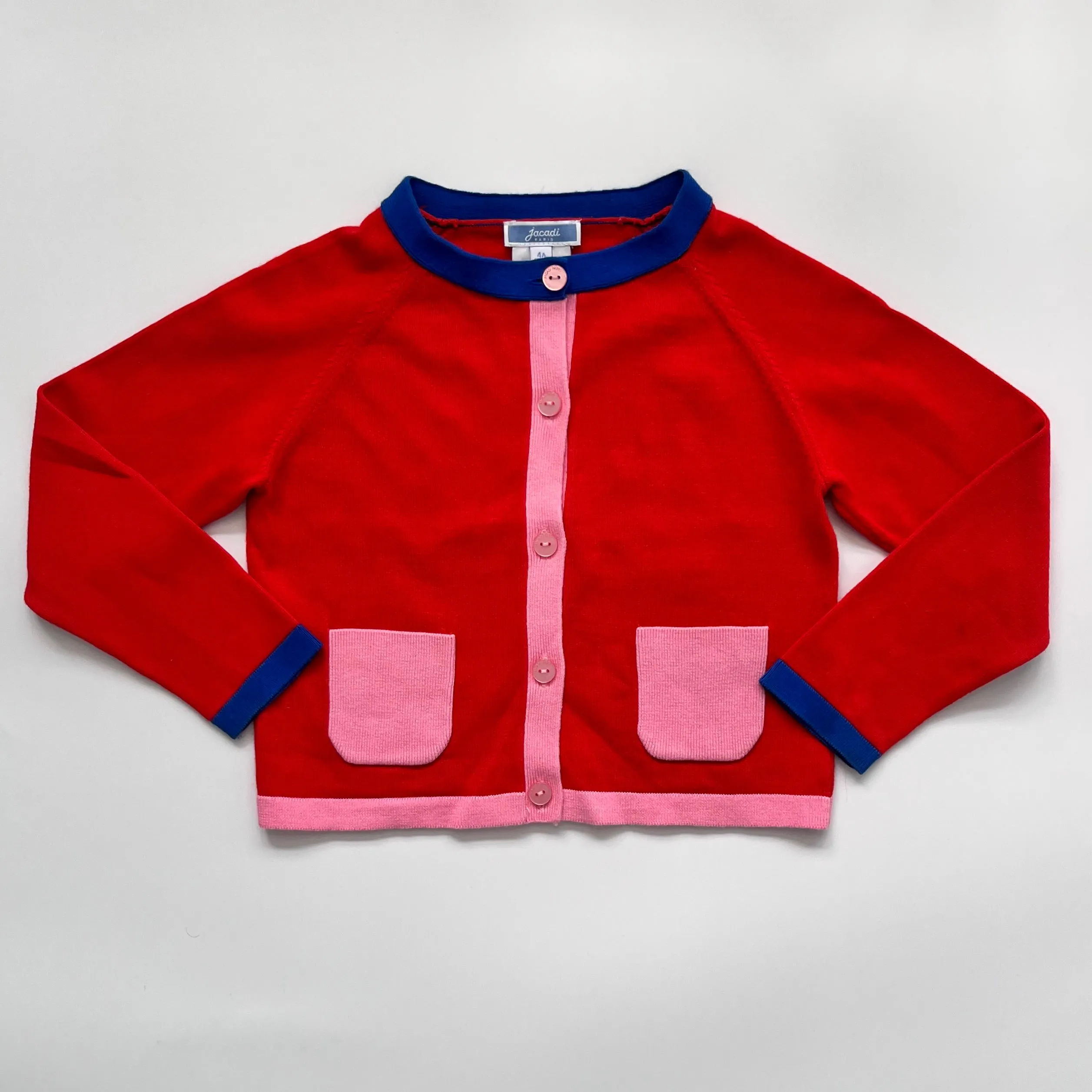 Jacadi Red Colourblock Cotton Cardigan: 4 Years