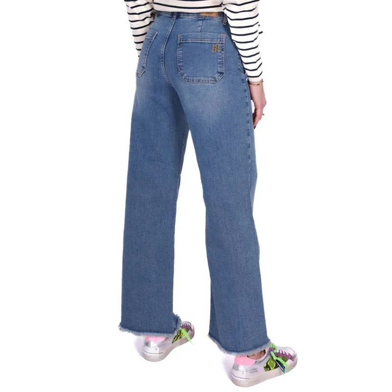 JEANS A PALAZZO IN DENIM STRETCH, BLU