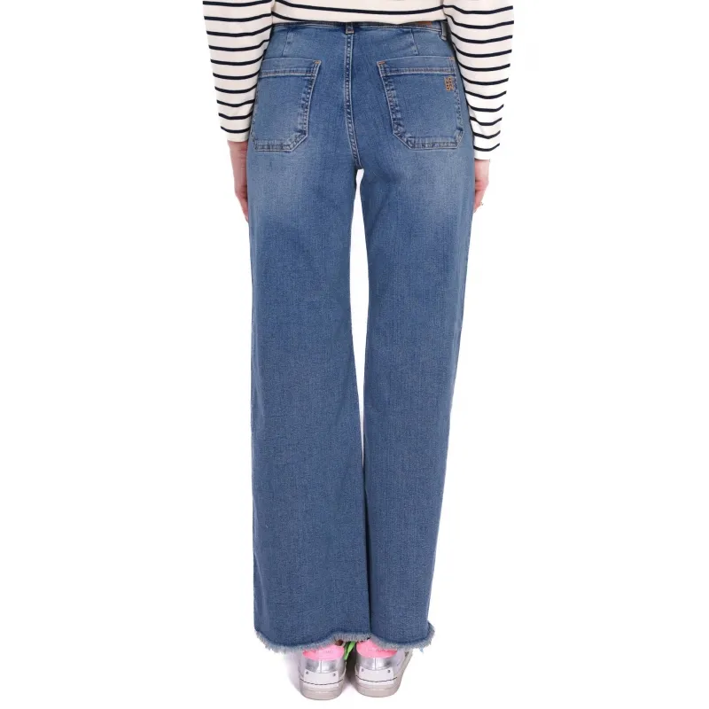 JEANS A PALAZZO IN DENIM STRETCH, BLU