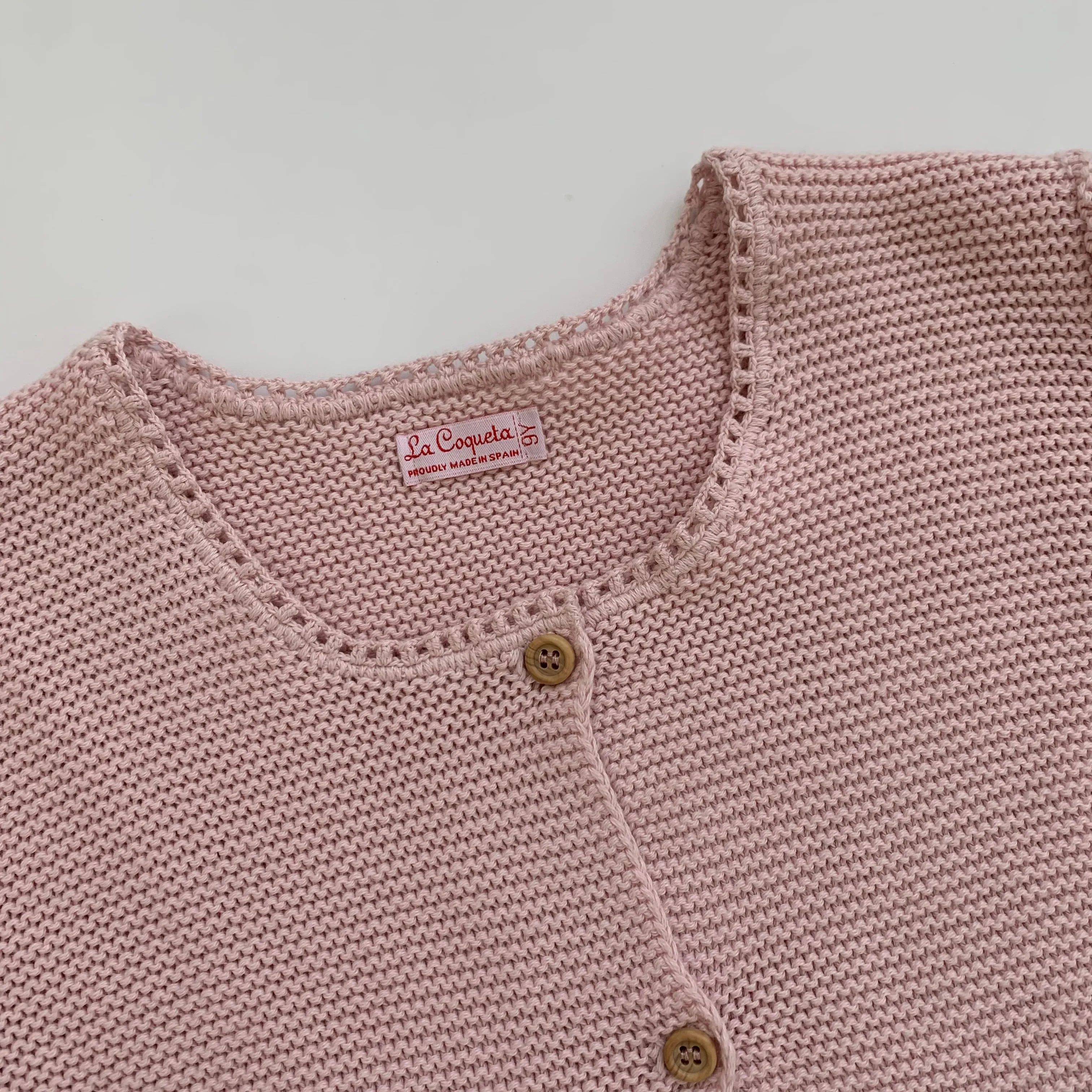 La Coqueta Dusty Pink Cotton Rib Cardigan: 9 Years