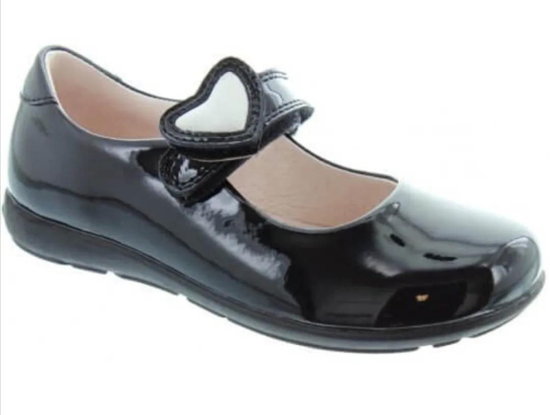 Lelli Kelly LK 8500 Colourissima Interchangeable Heart School Shoes F Fit Black Patent