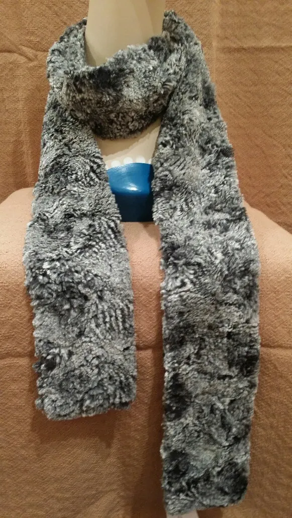 Licorice Swirl Luxury Faux Fur Skinny Scarf