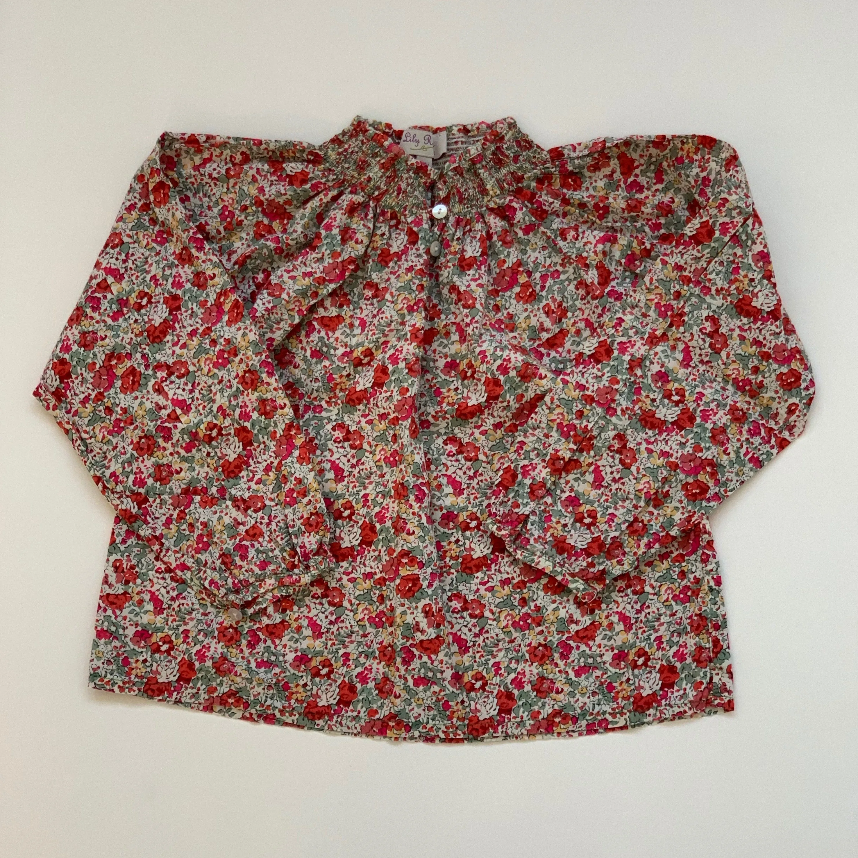 Lily Rose Liberty Print Blouse With Smocking: 6-7 Years