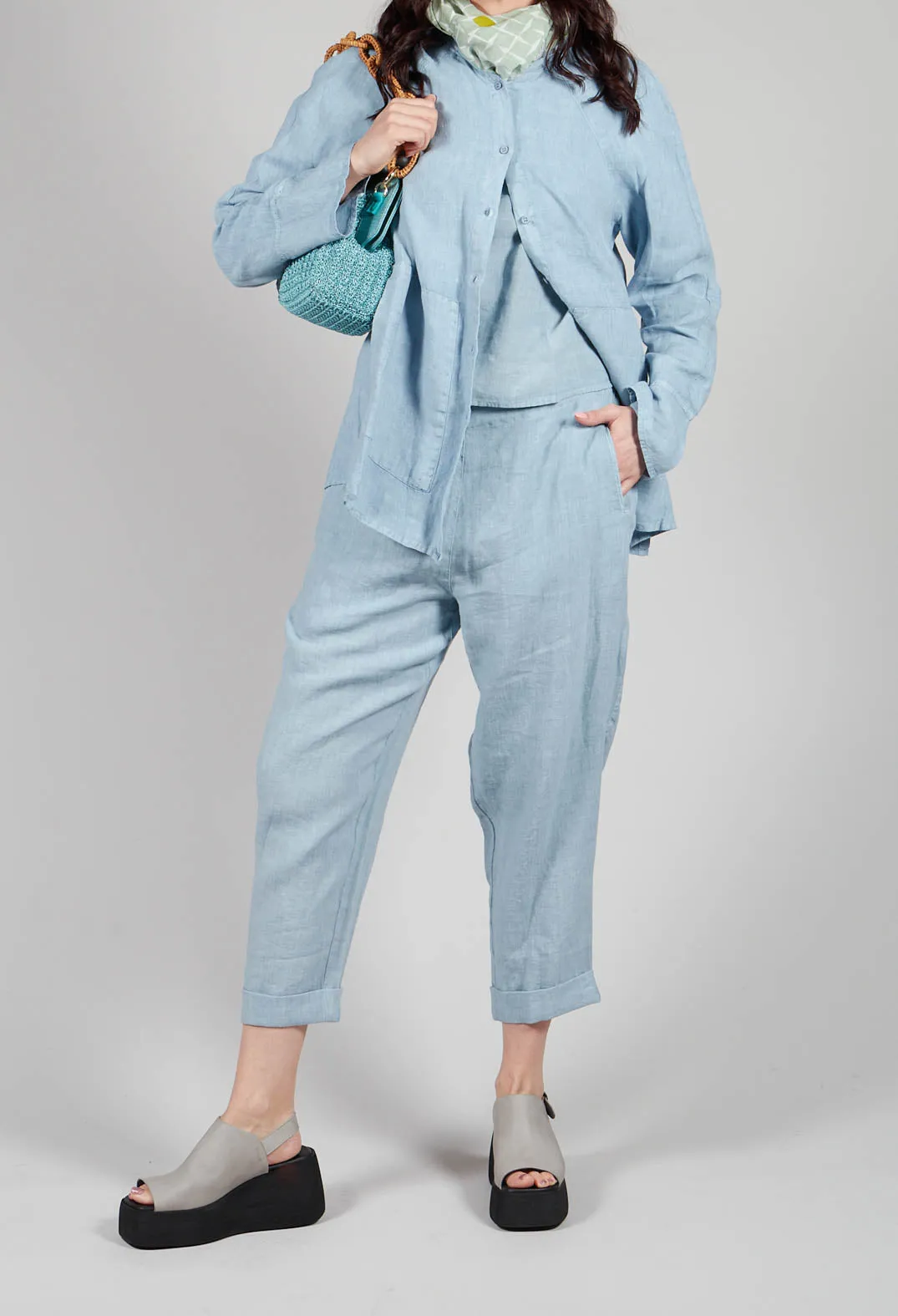 Linen Geisha Trousers in Blue