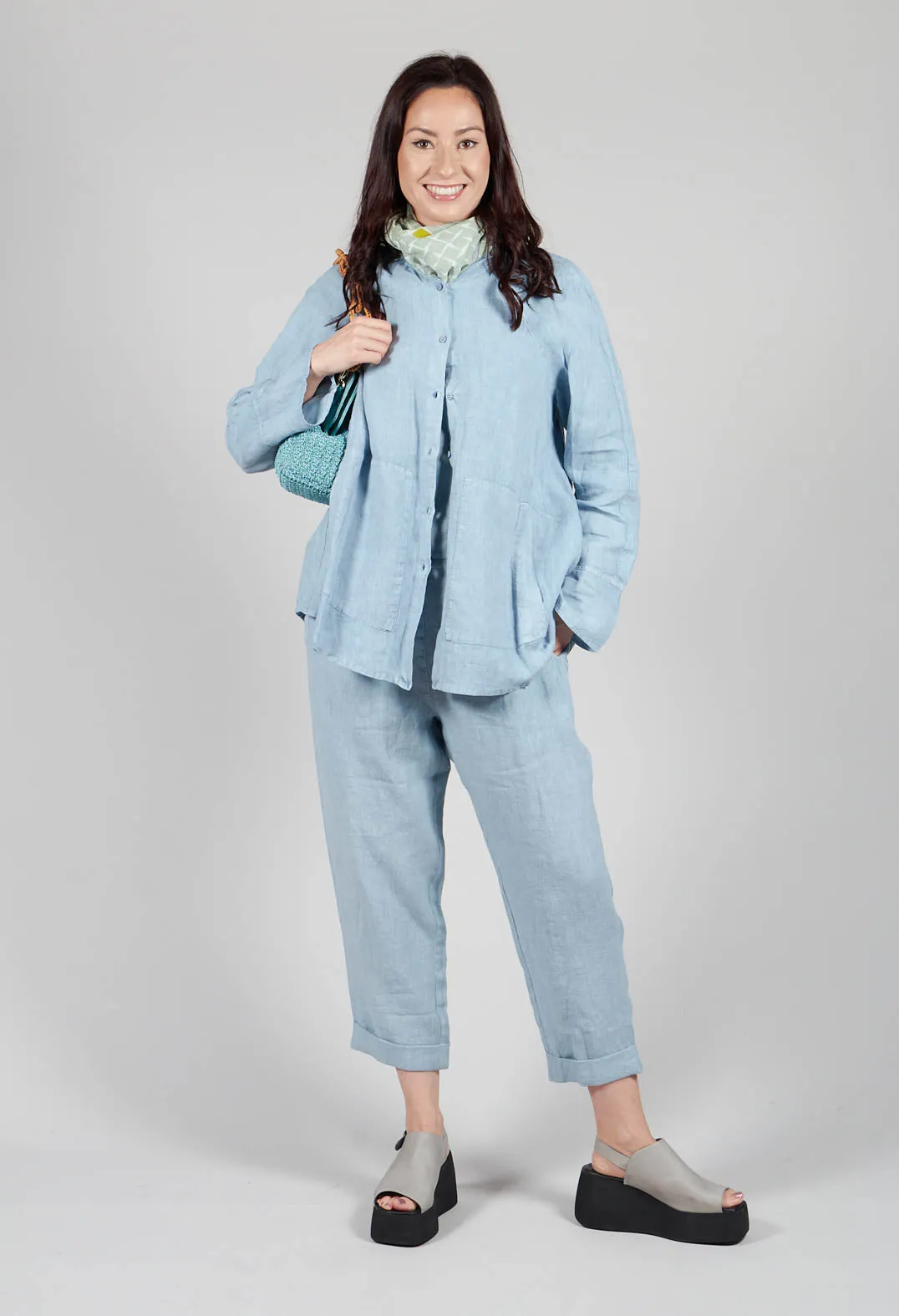 Linen Geisha Trousers in Blue