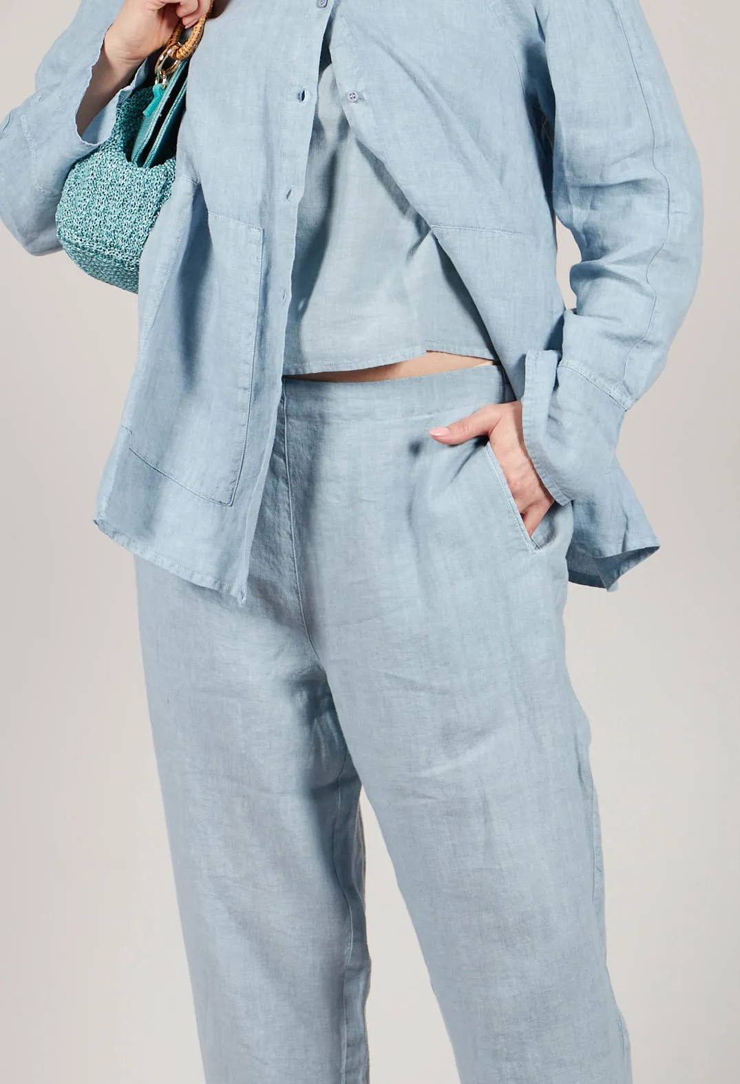 Linen Geisha Trousers in Blue