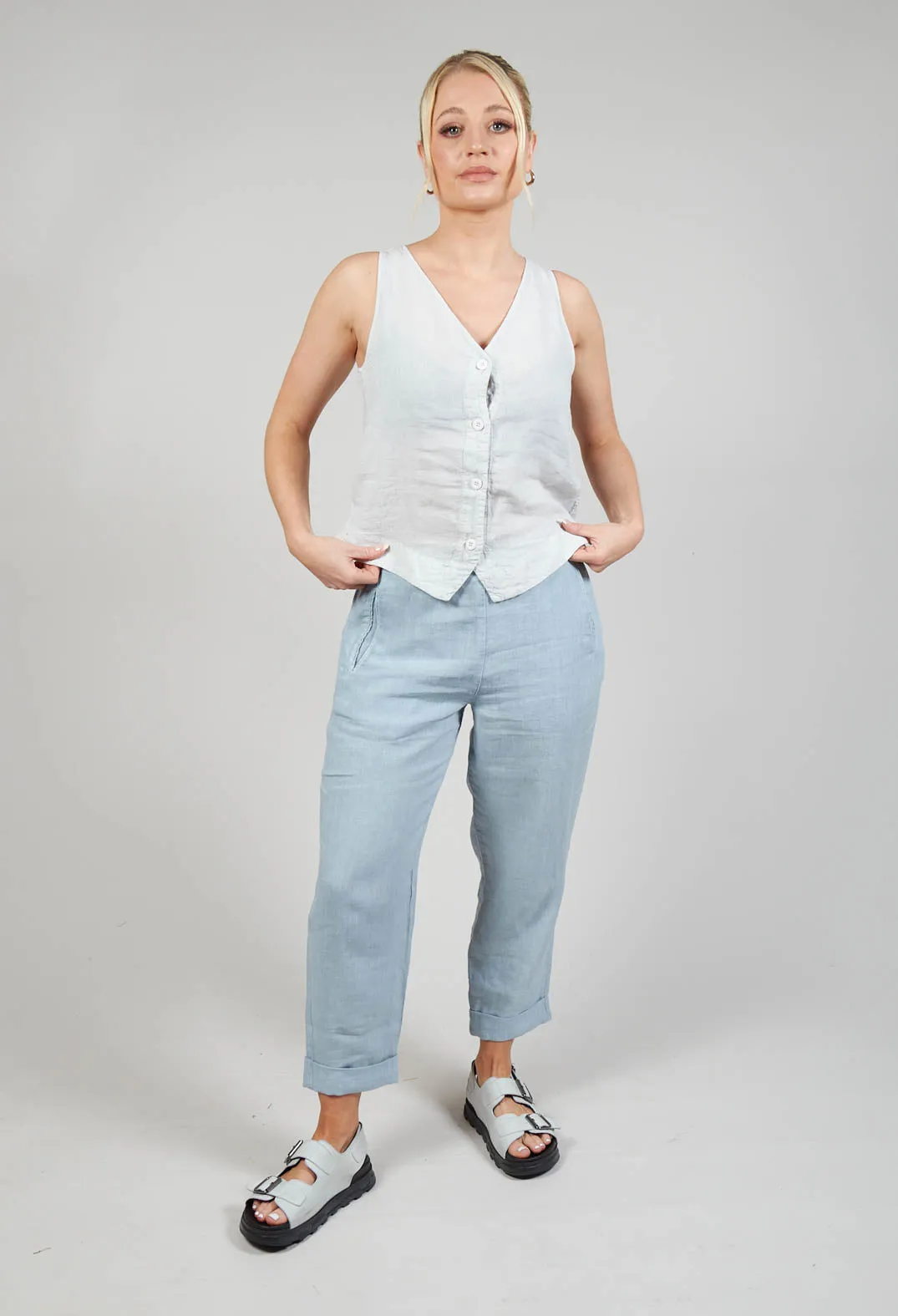 Linen Geisha Trousers in Blue