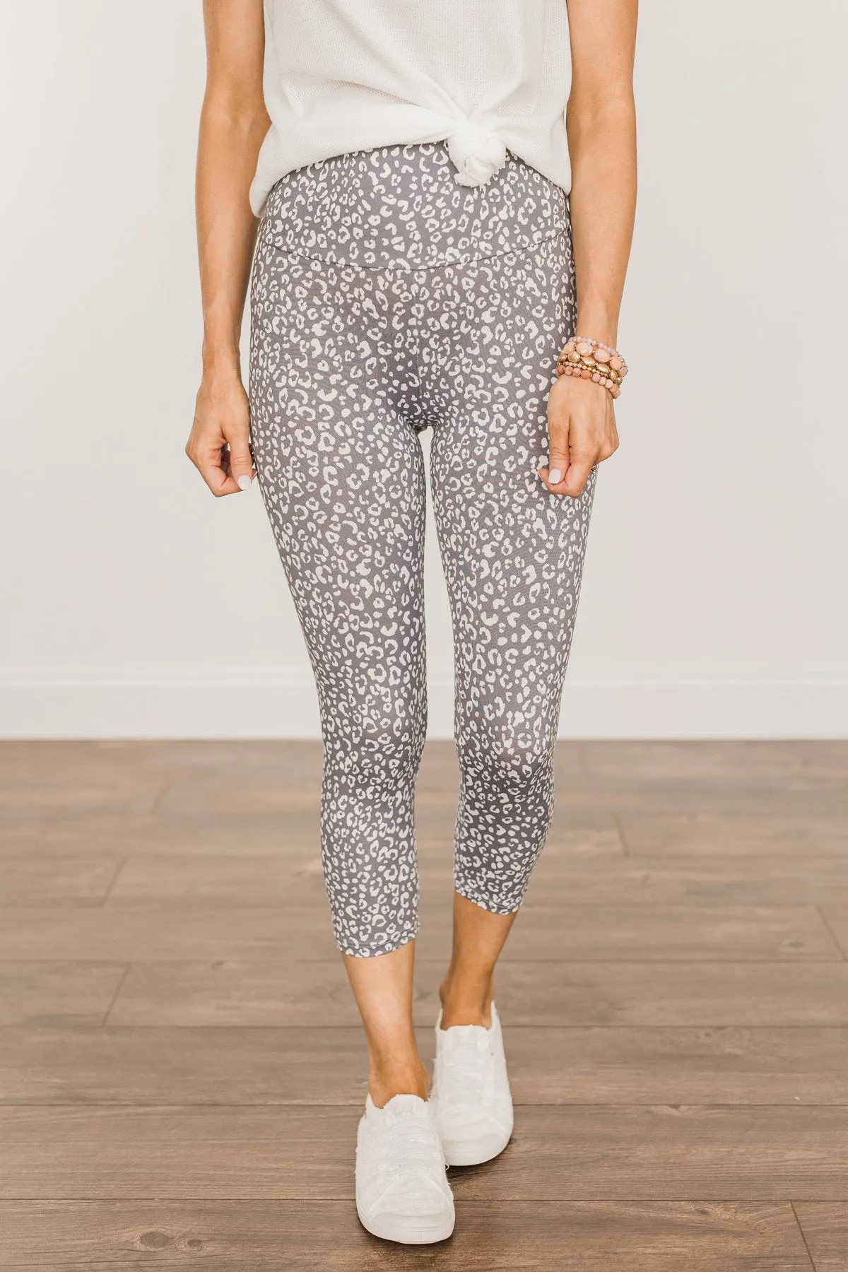 Live For The Day Cropped Leopard Leggings- Charcoal