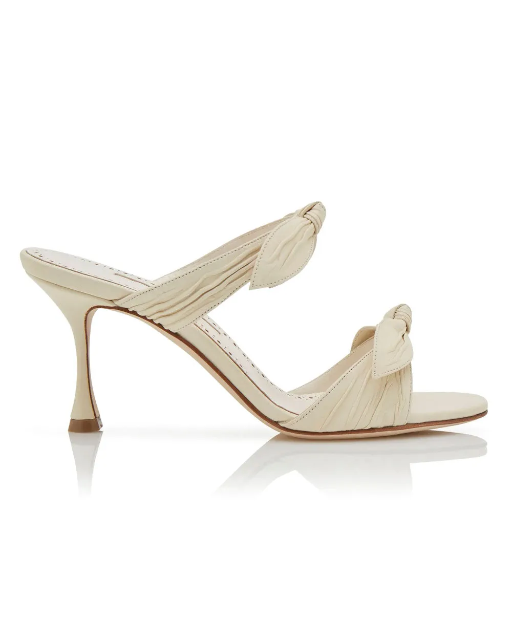 Lollo Leather Bow Mule in Light Cream