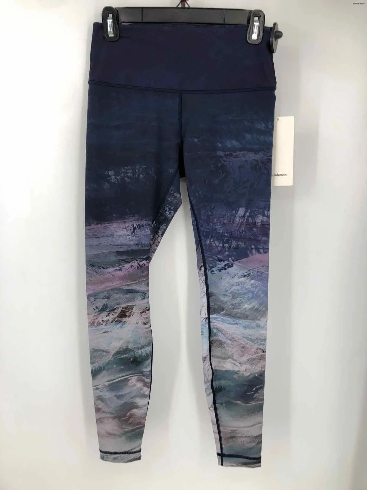 LULULEMON Navy White Multi Print Legging Size 8  (M) Activewear Bottoms