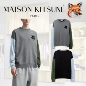 MAISON KITSUNE  |Crew Neck Pullovers Unisex Wool Long Sleeves