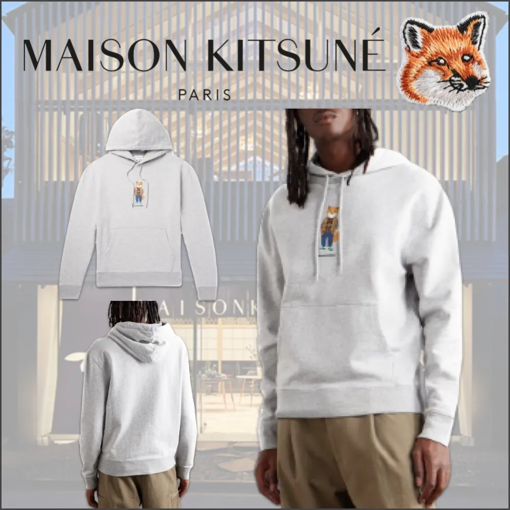 MAISON KITSUNE  |Pullovers Unisex Long Sleeves Plain Other Animal Patterns