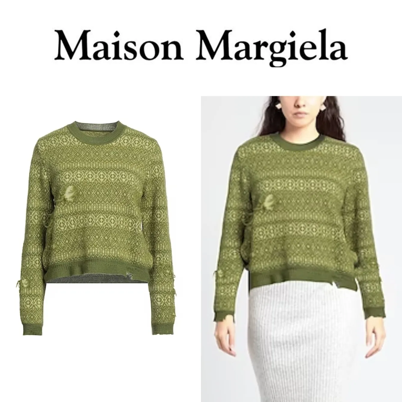 Maison Margiela  |Crew Neck Casual Style Wool Long Sleeves Plain Elegant Style