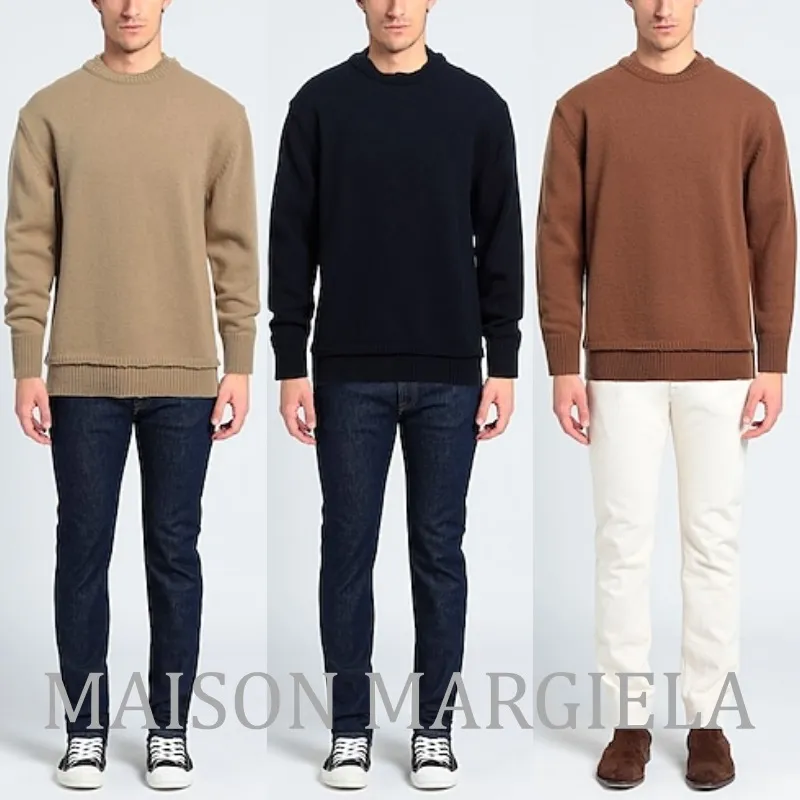 Maison Margiela  |Pullovers Unisex Wool Linen Street Style Long Sleeves Plain