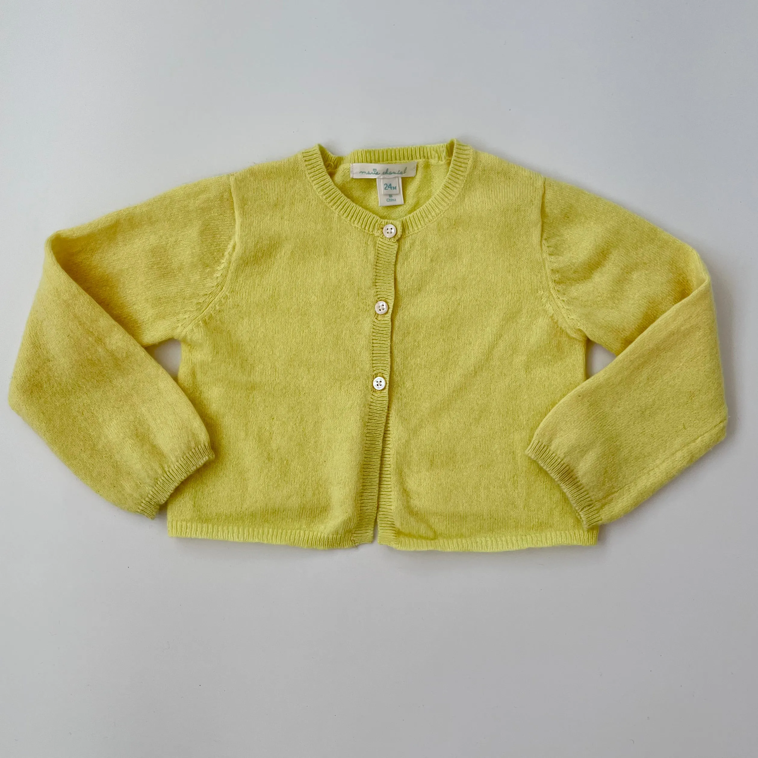 Marie-Chantal Yellow Angel Wings Cashmere Cardigan: 24 Months