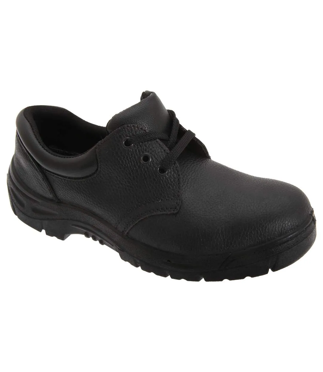 Mens 3 eye grain leather safety toe cap shoes black Grafters