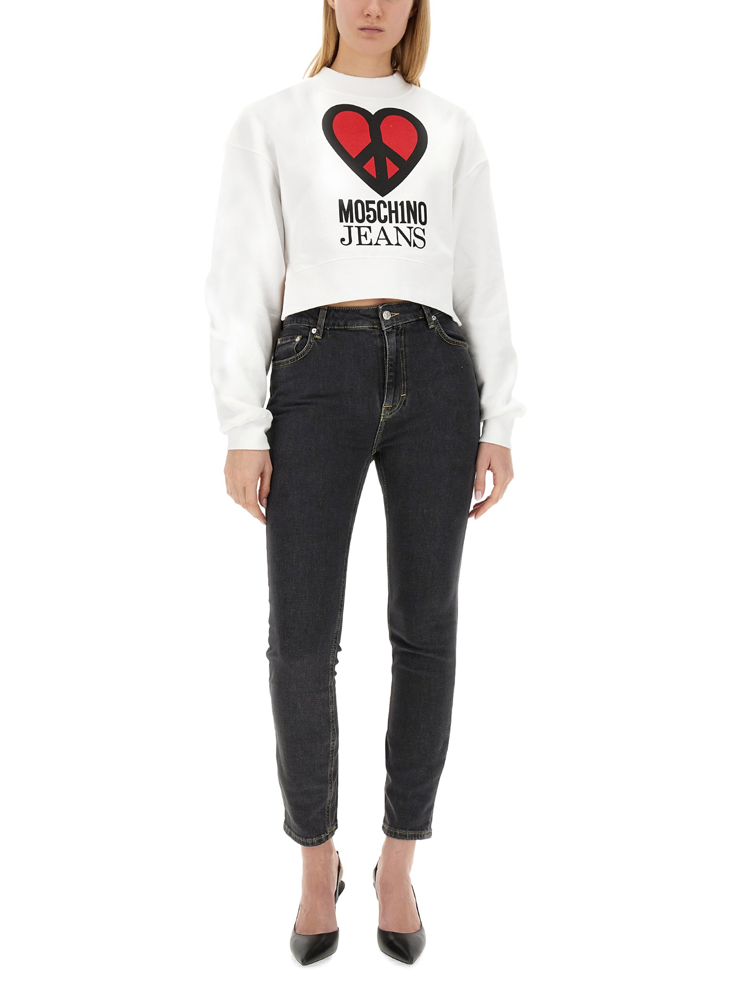 MOSCHINO JEANS    SKINNY FIT COTTON DENIM JEANS