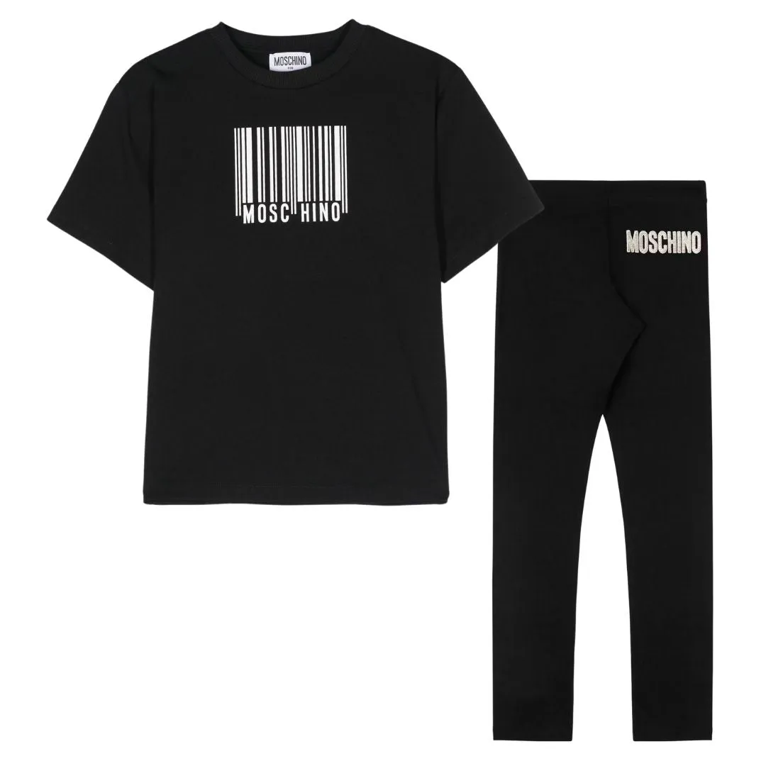 Moschino Leggings & T-Shirt Set Bar-Code Black