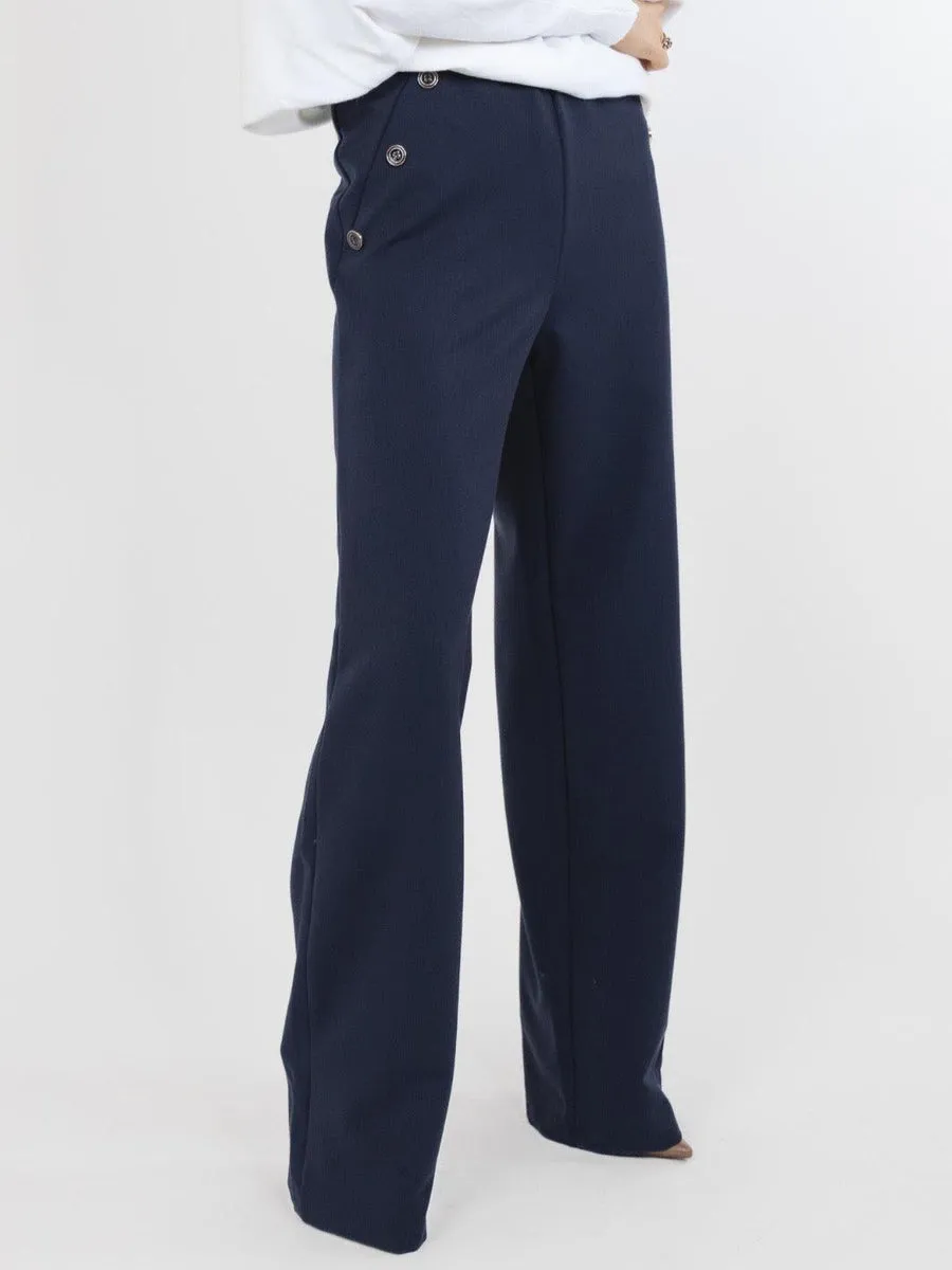 Navy Button Trousers - Kate & Pippa