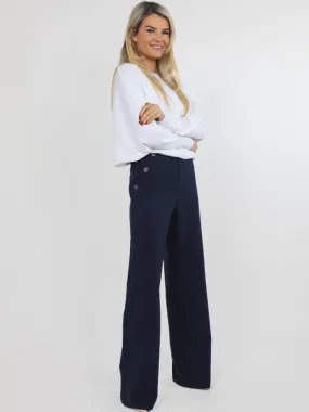 Navy Button Trousers - Kate & Pippa