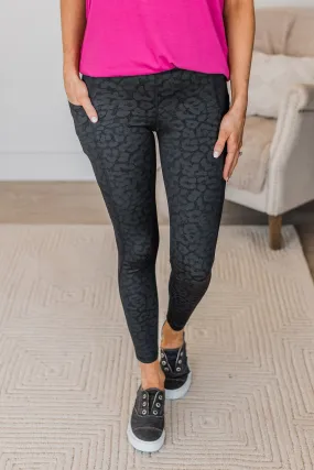 On A Mission Athleisure Leggings- Black Leopard Print