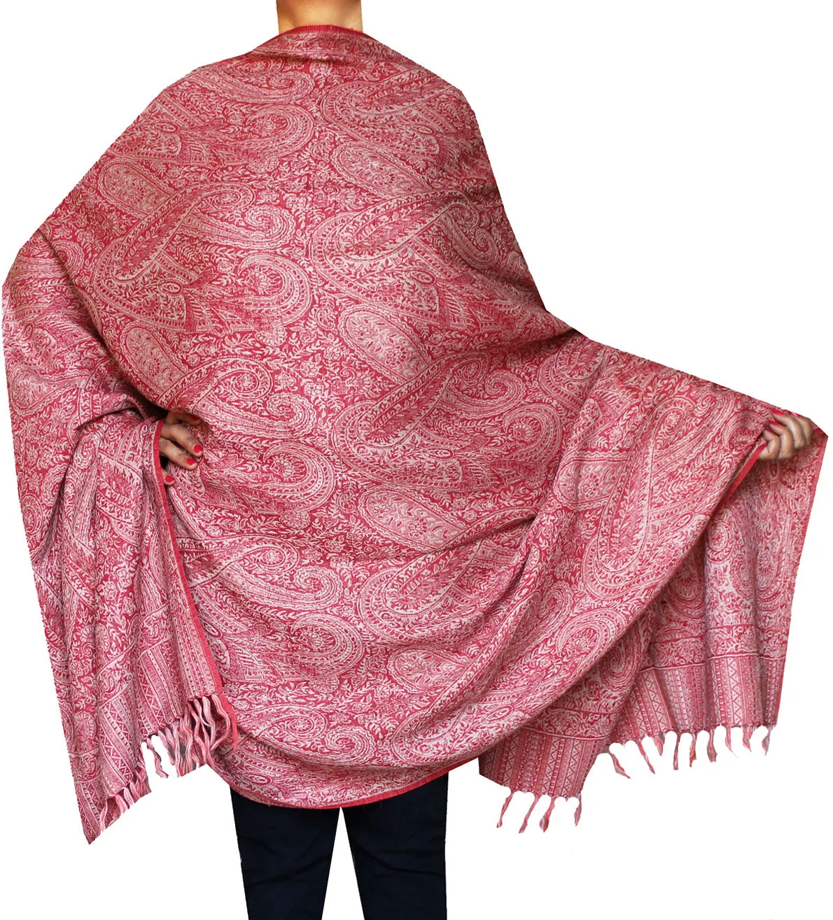 Paisley Wool Shawl Wrap Gift Women's India Clothing(82 x 42 inches)