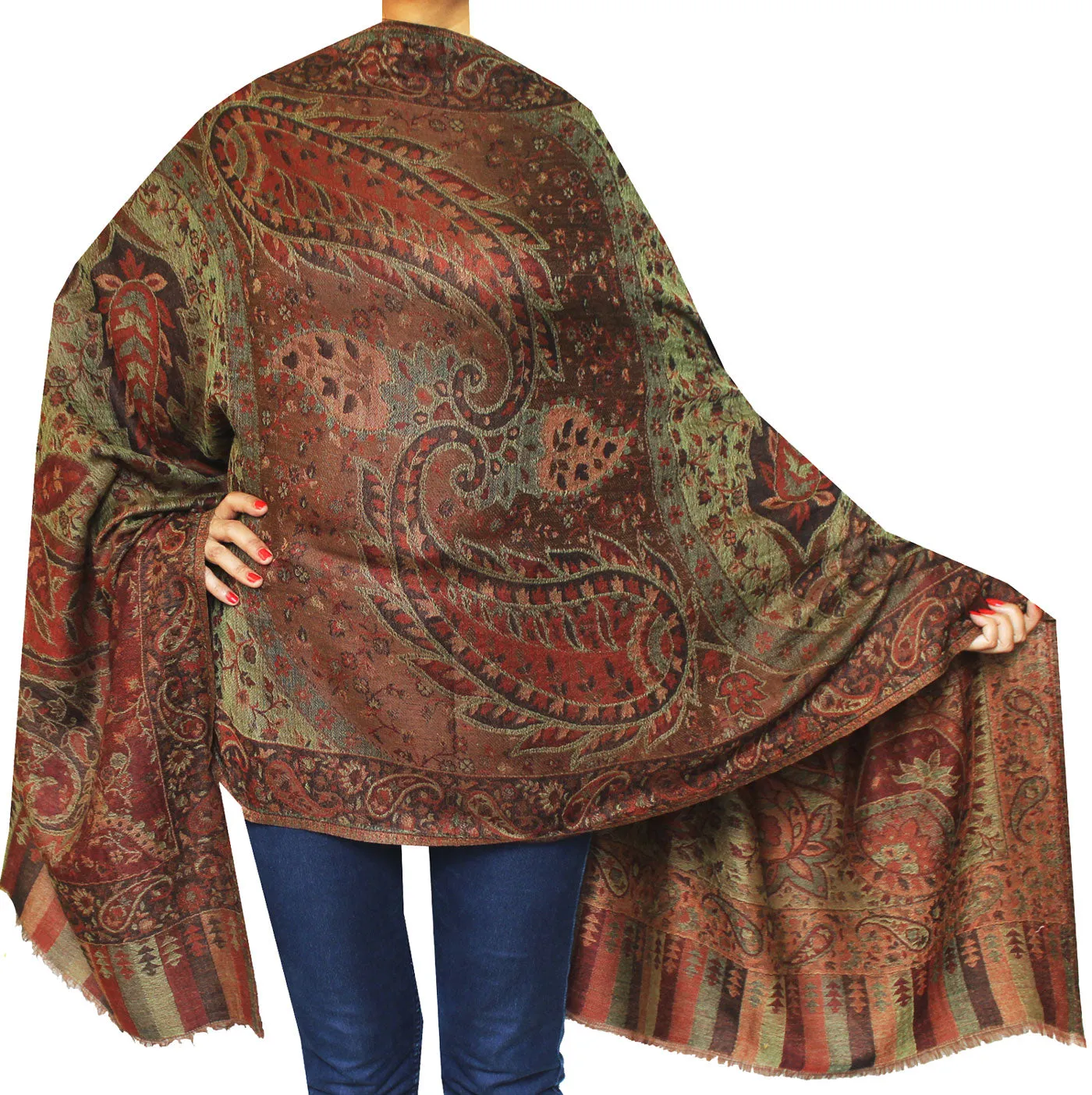 Paisley Wool Womens Scarf Shawl Gift Indian Clothing (84 x 30 inches)