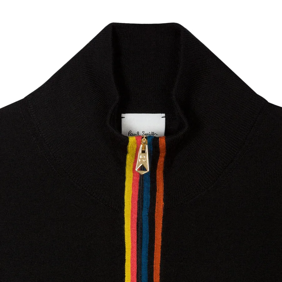 Paul Smith - 'Artist Stripe' Full Zip Cardigan in Black