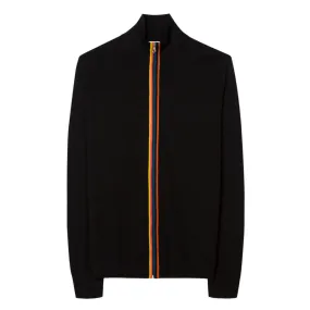 Paul Smith - 'Artist Stripe' Full Zip Cardigan in Black