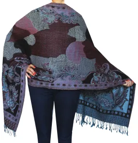 Pure Wool Paisley Shawl Scarves Womens Indian Clothing (78 x 28 inches)