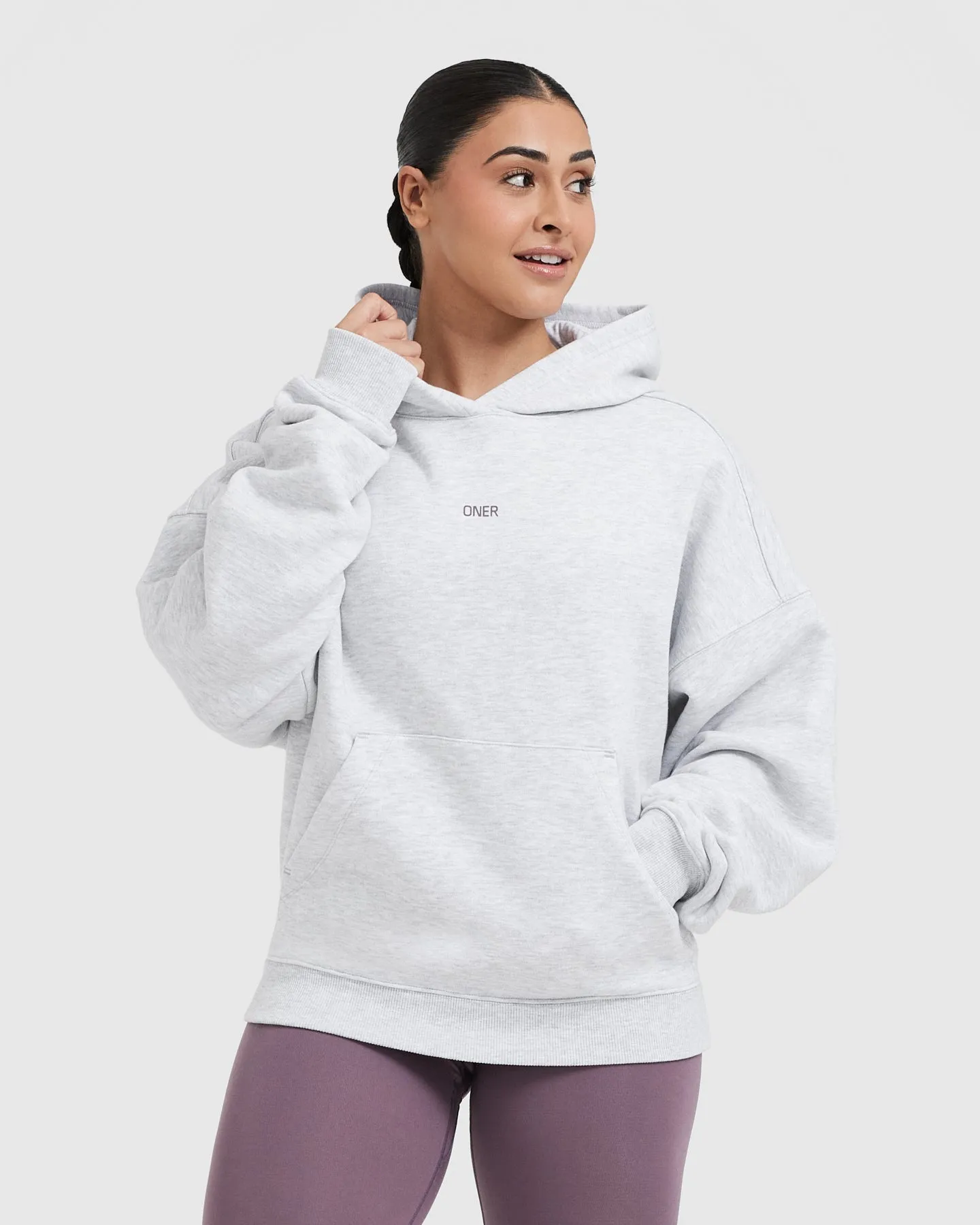 Raising the Bar Graphic Unisex Oversized Hoodie | Light Grey Marl