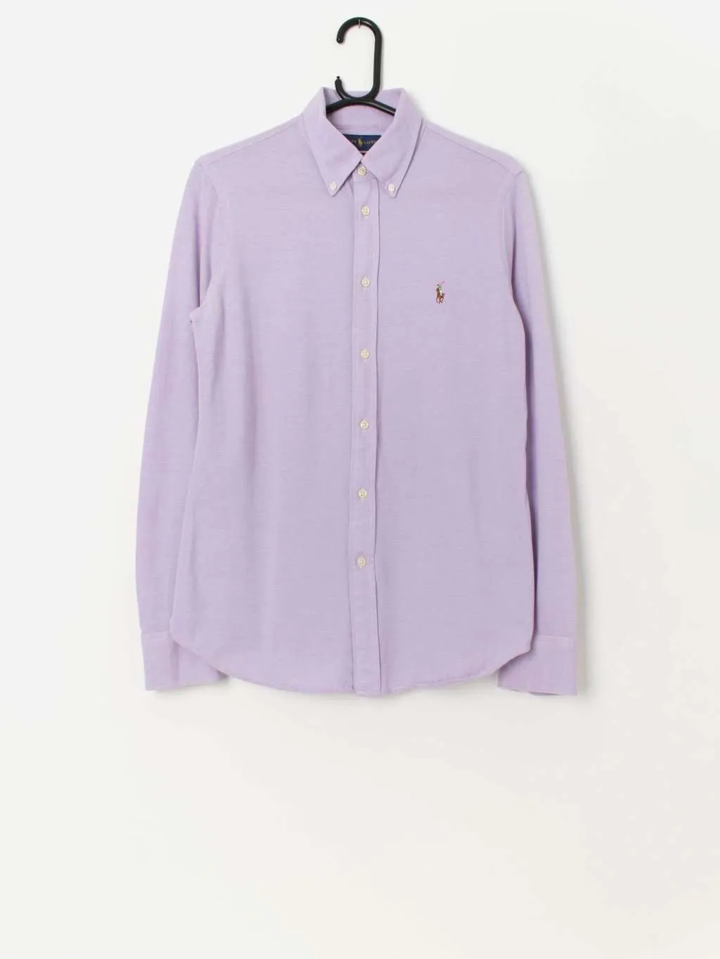 Ralph Lauren Knit Oxford button down shirt in lilac with long sleeves – Medium