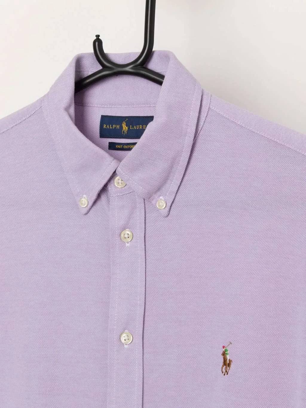 Ralph Lauren Knit Oxford button down shirt in lilac with long sleeves – Medium