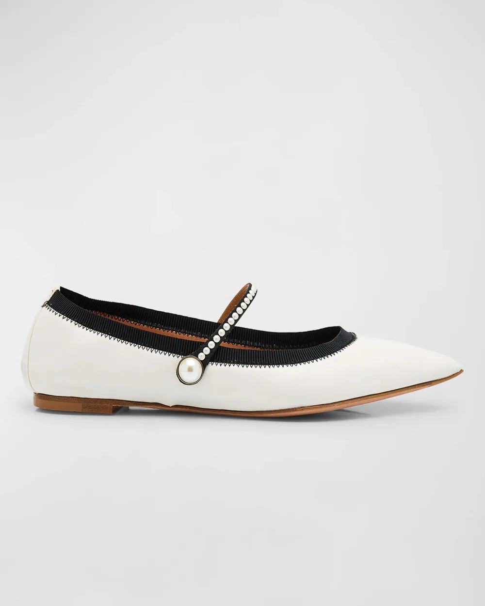 Romy Pearl Mary Jane Flat in White